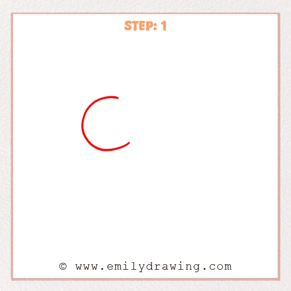 how to draw a chefs hat - A simple first step showing one large C-shaped curved guideline that starts the outline of a chef’s hat.